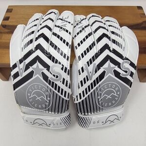 Victor Sierra Soccer Goalie Gloves Size 7 White Black Silver Latex Grip NEW